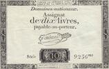 Frankreich 1792 10 Livres - Watermark Republique - French Revolution - 24-10-1792 - Serial 9256 III / SS+