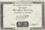 Frankreich 1792 10 Livres - Watermark Republique - French Revolution - 24-10-1792 - Serial 10961 III / SS
