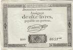 Frankreich 1792 10 Livres - Watermark Republique - French Revolution - 24-10-1792 - Serial 8651 II / VZ
