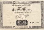 Frankreich 1792 10 Livres - Watermark Republique - French Revolution - 24-10-1792 - Serial 14979 II / VZ