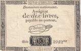 Frankreich 1792 10 Livres - Watermark Fleur de Lys - 24-10-1792 - Sign. Taisaud - Serial 2982 IV / S