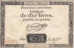 Frankreich 1792 10 Livres - Watermark Fleur de Lys - 24-10-1792 - Sign. Taisaud - Serial 3462 IV / S+