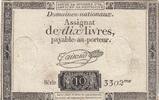 Frankreich 1792 10 Livres - Watermark Fleur de Lys - 24-10-1792 - Sign. Taisaud - Serial 3302 IV / S