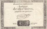 Frankreich 1792 10 Livres - Watermark Fleur de Lys - 24-10-1792 - Sign. Taisaud - Serial 932 III / SS