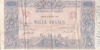 Frankreich 1917 1000 Francs - Rose and Blue - 16-08-1917 - Serial H.1113 IV / S+