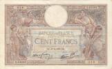 Frankreich 1939 100 Francs - Luc Olivier Merson - 30-03-1939 - Serial S.65082 III / SS