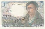 Frankreich 5 francs 5 Francs - Shepherd - 05-04-1945 - Serial W.140 -