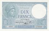 Frankreich 10 francs 10 Francs - Minerva - 07-11-1940 - Serial V.79082 -