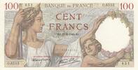Frankreich 1940 100 Francs - Sully - 11-01-1940- Serial O.6513 I- / VZ+ / VZ-ST