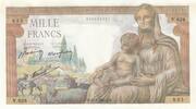Frankreich 1942 1000 Francs - Goddess Demeter - 20-06-1942 - Serial V.628 I / ST