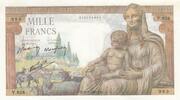 Frankreich 1942 1000 Francs - Goddess Demeter - 20-06-1942 - Serial V.628 I / ST