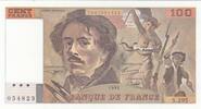 Frankreich 100 francs 100 Francs - Delacroix - 1995 - Serial S.295 - Faute inverted watermarrk cut in 2 -