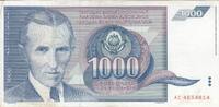 Jugoslawien 1000 dinara 1000 Dinara - Nikola Tesla - Arms - 1991 -