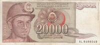Jugoslawien 20000 dinara 20000 dinara - Miner - Armoireries - 1987 -