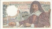 Frankreich 1943 100 Francs - Descartes - 07-01-1943 - Serial M.55 I- / VZ+ / VZ-ST