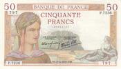 Frankreich 50 francs 50 Francs - Ceres - 02-12-1937 - Serial P.7236 -
