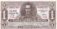 Bolivien  1 Boliviano, Simon Bolivar - 1952 - Serial Y15 I / ST