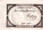 Frankreich 5 livres 5 Pounds - 10 Brumaire Year II (31.10.1793) - Sign. Poullain - Serial 22355 -