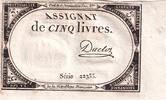 Frankreich 5 livres 5 Pounds - 10 Brumaire Year II (31.10.1793) - Sign. Duclos - Serial 22355 -