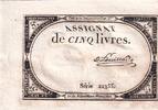Frankreich 5 livres 5 Pounds - 10 Brumaire Year II (31.10.1793) - Sign. Feuillade - Serial 22355 -