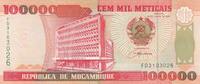 Mosambik 100000 meticais 100000 Meticais - Bank of Mozambique - Hydroelectric dam - 1993 - Serial FD -
