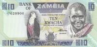 Sambia 10 kwacha 10 Kwacha - President K. Kaunda - Bank - ND (1986-1988) - Serial D.129 -