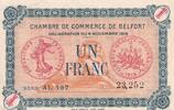 Frankreich 1 franc 1 Franc - Chambre de Commerce - Belfort - Série AL 137 - 04-11-1918 -