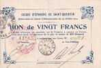 Frankreich 20 francs 20 Francs - Caisse d'épargne - Saint-Quentin - 24-10-1914 - ANNULÉ -