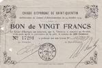 Frankreich 20 francs 20 Francs - Caisse d'épargne - Saint-Quentin - 24-10-1914 - ANNULÉ -