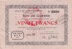 Frankreich 20 francs 20 Francs - Ville - Saint-Quentin - 05-07-1915 - Série D -