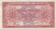 Belgien 5 francs 5 Francs 1943 - Red - Serial G1 -