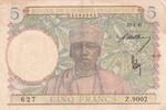 Französisches Westafrika 5 francs 5 Francs - Coffee Tree - Weaver Bird - 22-04-1942 - Series Z -