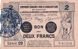 Frankreich 2 francs 2-franc emergency note - November 1917 - Valenciennes - Series 19 III / SS+