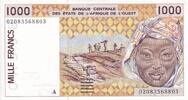 Staaten von Westafrika 1000 francs Billet Staaten von Westafrika 1000 francs 2002 -