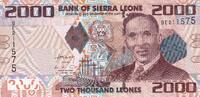 Sierra Leone 2000 leones 2010 Billet Sierra Leone 2000 leones 2010 I / ST 5,00 EUR  zzgl. 15,00 EUR Versand