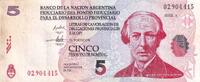 Argentinien 5 pesos Billet Argentinien 5 pesos Juan Bautista Alberdi, écrivain et homme politique 2001 -