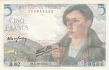 Frankreich 5 francs 5 Francs Shepherd - 05-08-1943 Serial B.62 - UNC -