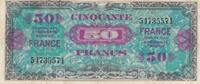 Frankreich 50 francs 50 Francs Allied Military Currency - 1945 without Serial - VF -