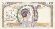 Frankreich 5000 francs 5000 Francs Victory - 18-03-1943 Serial V.1221 - XF to AU -