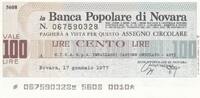 Italien 100 lires 100 Lires Banca Popolare di Novara - 17-01-1977 - UNC -