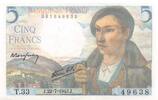 Frankreich 5 francs 5 Francs - Shepherd - 22-07-1943 - Serial T.33 -