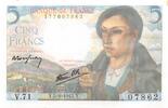 Frankreich 5 francs 5 Francs Shepherd - 05-08-1943 Serial V.71 - aUNC -