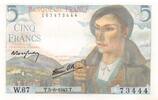 Frankreich 5 francs 5 Francs Shepherd - 05-08-1943 Serial W.67 - UNC -