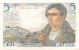 Frankreich 5 francs 5 Francs Shepherd - 05-08-1943 Serial E.54 - aUNC -