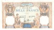 Frankreich 1000 francs 1000 Francs Ceres and Mercury - 05-05-1938 Serial D.3264 - VF -