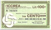 Italien 100 lires 100 Lire ICCREA - Tabbacchi Bollati - 1977 - UNC -