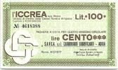 Italien 100 lires 100 Lire ICCREA - SAVCA - Carburanti - 1977 - UNC -