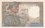 Frankreich 10 francs 10 Francs Miner - 30-10-1947 Serial B.140 - aUNC -