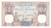 Frankreich 1000 francs 1000 Francs - Ceres and Mercury - 02-02-1939 - Serial W.6263 - XF to AU - P.90c -