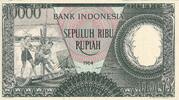 Indonesien  10000 Rupiah - Workers - River - 1964 - Serial XWV - P.100a II / VZ+